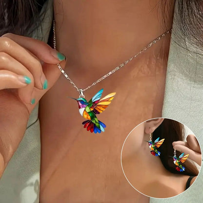 Beautiful Hummingbird Necklace & Earrings