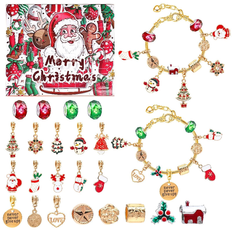 24 Pcs DIY Christmas Advent Calendar Bracelets Set