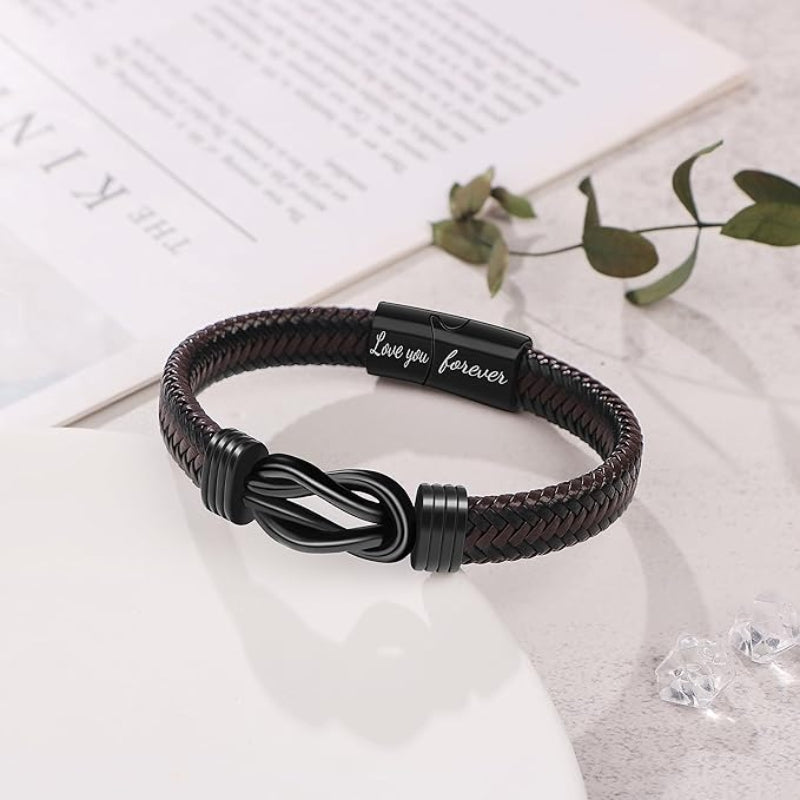 2024 NEW Forever Linked Together Black Braided Leather Bracelet🔗