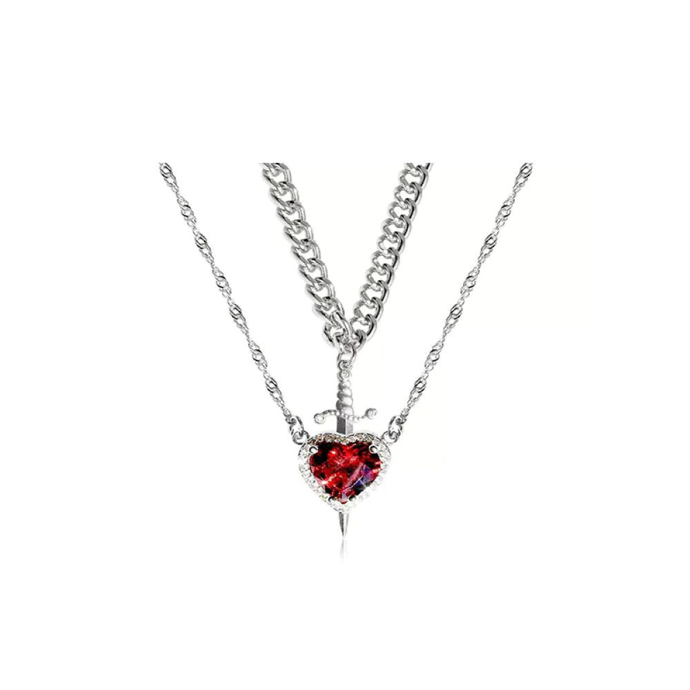 Heart Sword Pendant Necklace