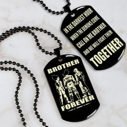 Vikings Engraved Black Dog Tag Double Sided Gift From Brother, Brother Forever