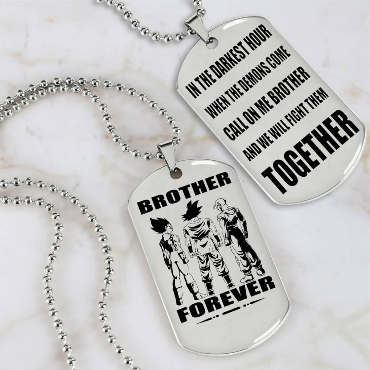 Vikings Engraved Black Dog Tag Double Sided Gift From Brother, Brother Forever