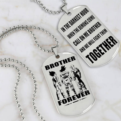 Vikings Engraved Black Dog Tag Double Sided Gift From Brother, Brother Forever