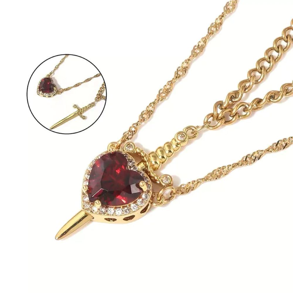 Heart Sword Pendant Necklace