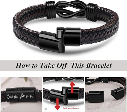 2024 NEW Forever Linked Together Black Braided Leather Bracelet🔗