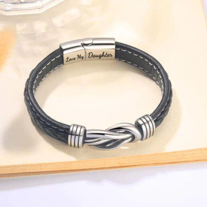 Dad and Daughter Forever Linked Together Braided Leather Bracelet