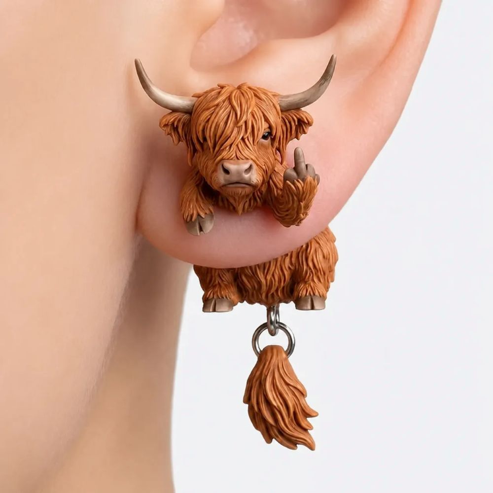 Black Cat Middle Finger Earring