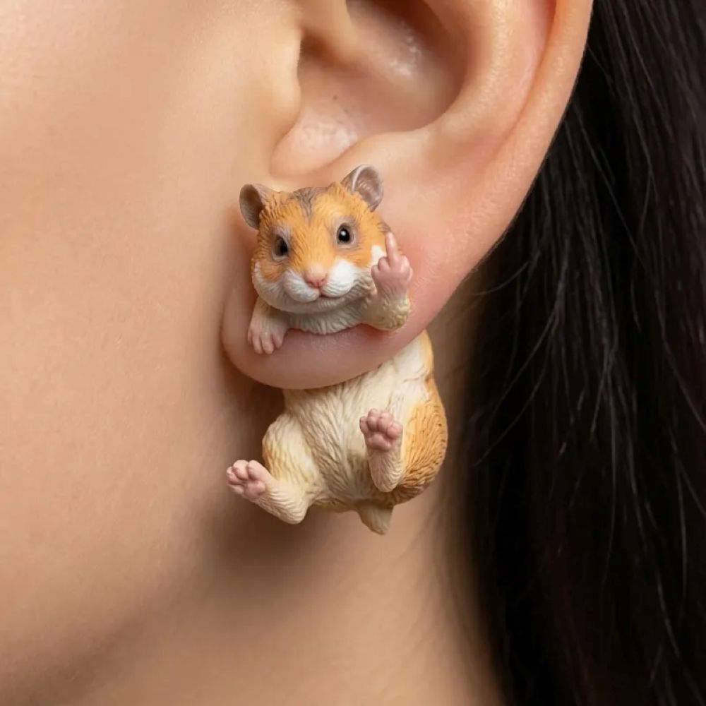 Black Cat Middle Finger Earring