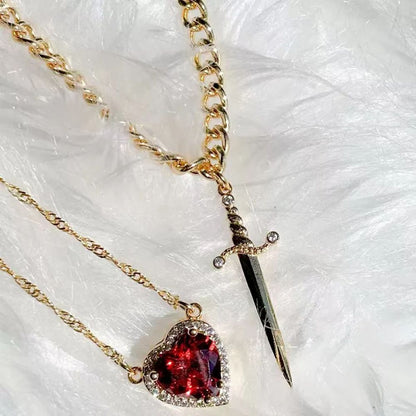 Heart Sword Pendant Necklace