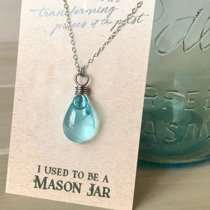 Teardrop Mason Jar Earrings: Recycled Vintage Glass