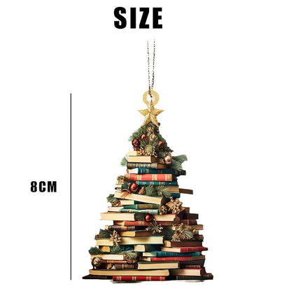 Book Tree Ornament, Perfect Gift For Book Lovers【PS: This product is flat acrylic hanging type, Not 3D】