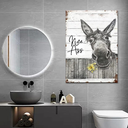 Funny Donkey Sunflower - D359 - Gallery Wrapped Canvas Prints