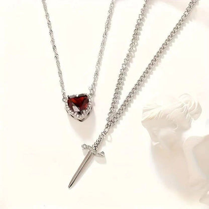 Heart Sword Pendant Necklace