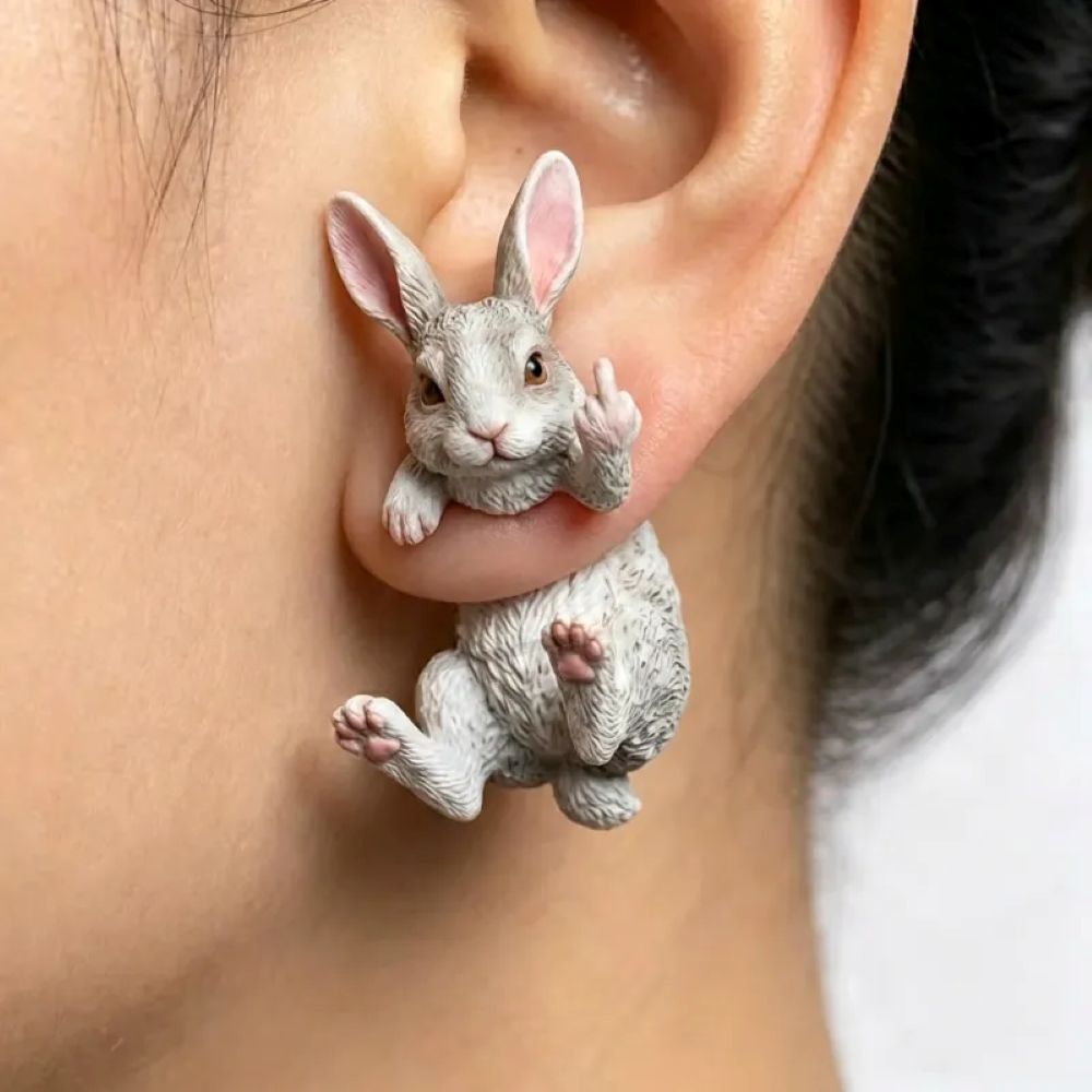 Black Cat Middle Finger Earring