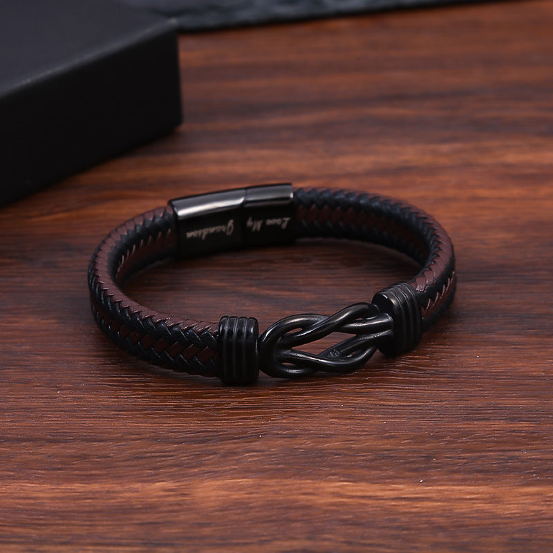 2024 NEW Forever Linked Together Black Braided Leather Bracelet🔗