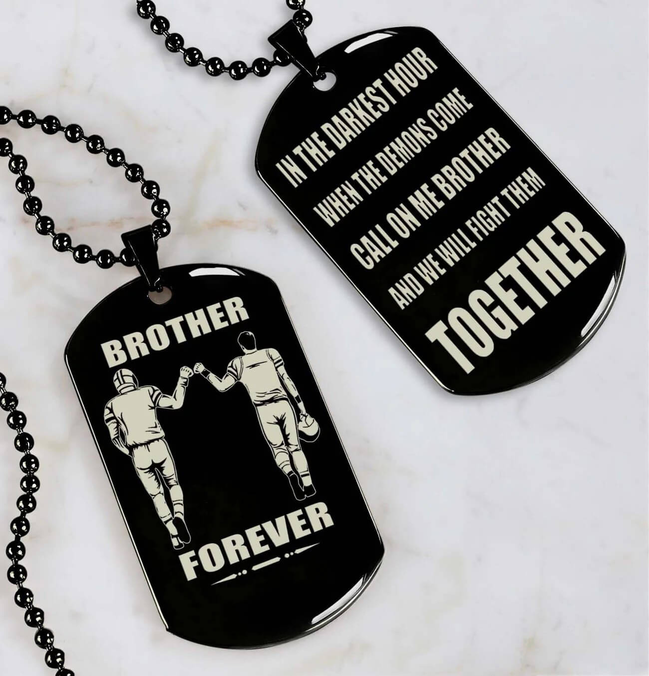 Vikings Engraved Black Dog Tag Double Sided Gift From Brother, Brother Forever