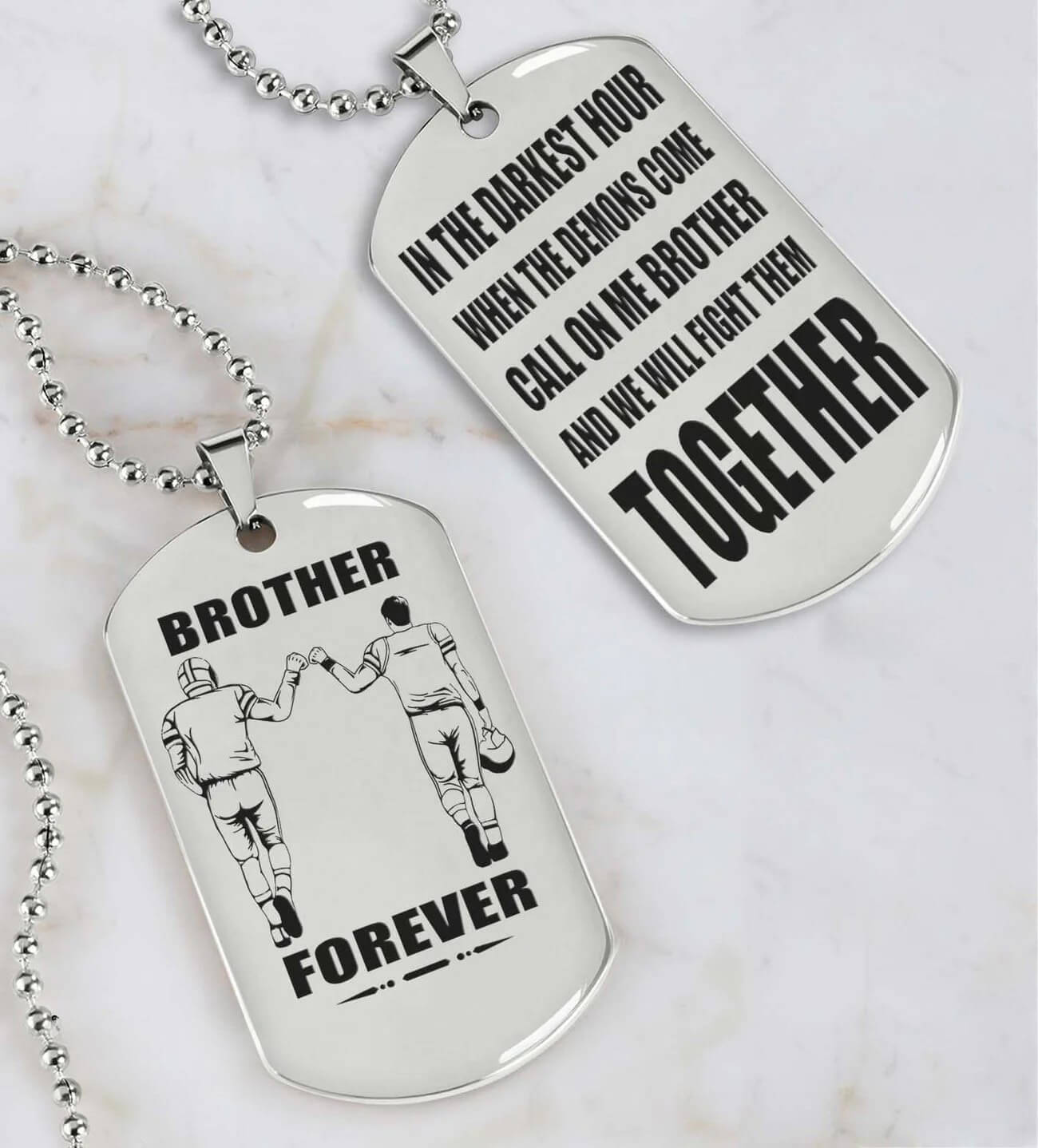 Vikings Engraved Black Dog Tag Double Sided Gift From Brother, Brother Forever