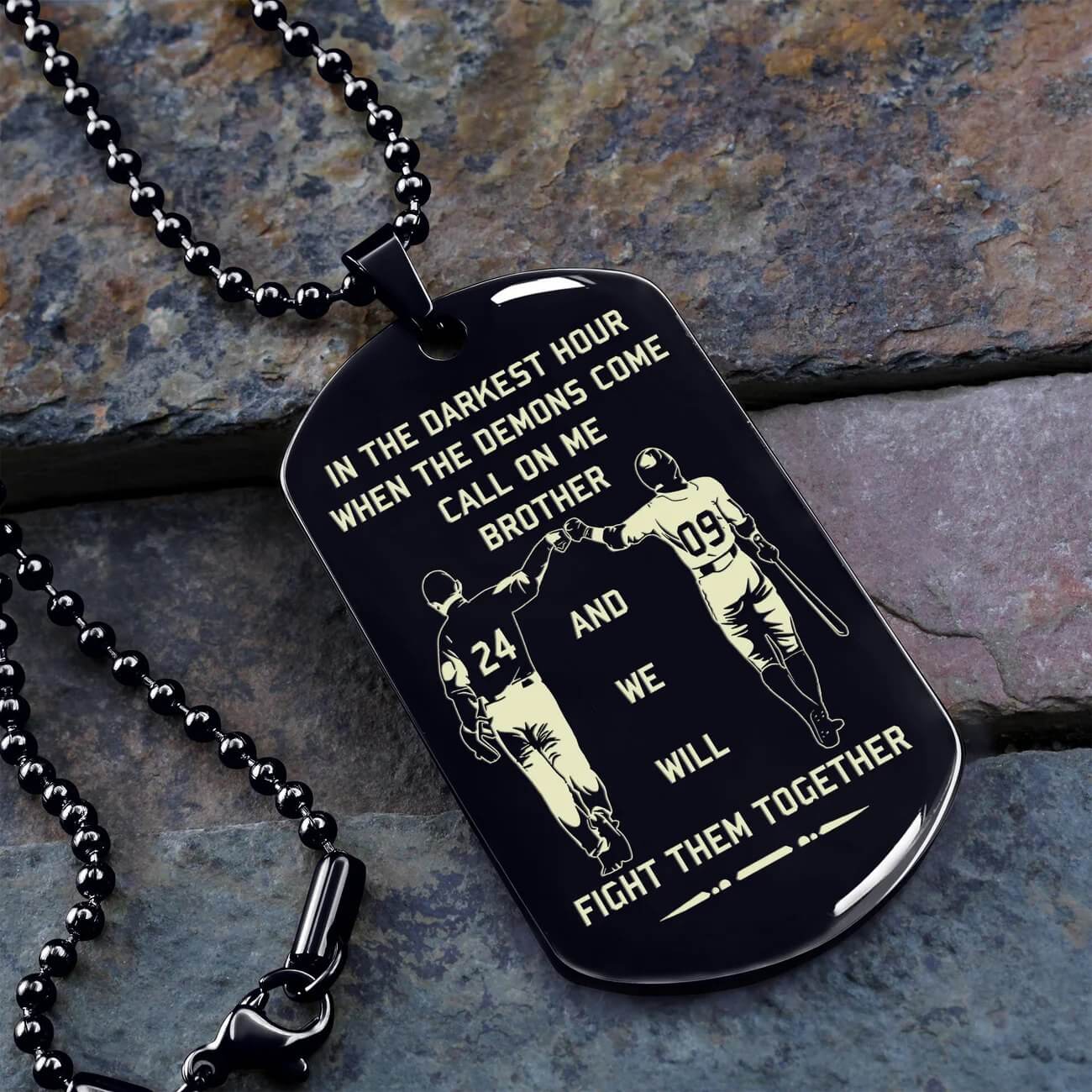 Vikings Engraved Black Dog Tag Double Sided Gift From Brother, Brother Forever