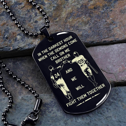 Vikings Engraved Black Dog Tag Double Sided Gift From Brother, Brother Forever