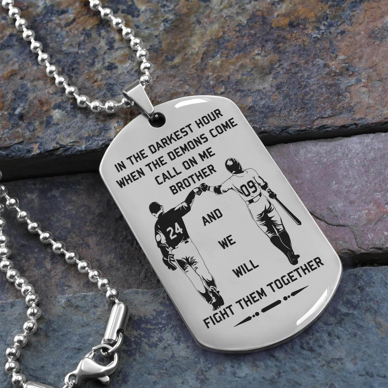 Vikings Engraved Black Dog Tag Double Sided Gift From Brother, Brother Forever