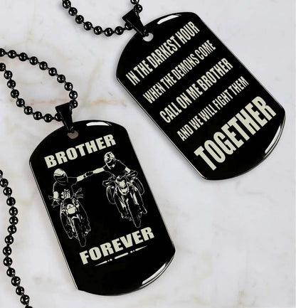 Vikings Engraved Black Dog Tag Double Sided Gift From Brother, Brother Forever
