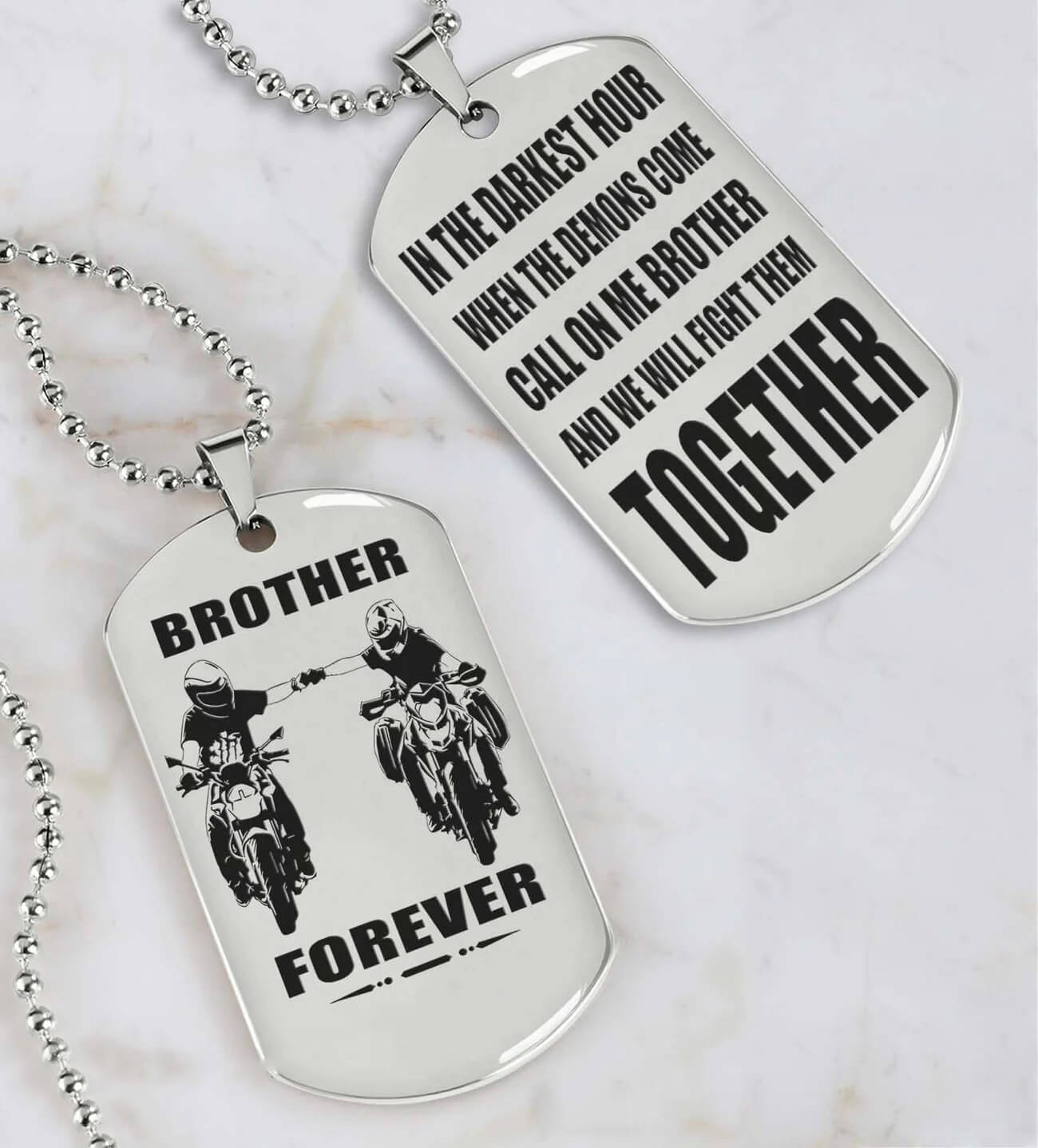 Vikings Engraved Black Dog Tag Double Sided Gift From Brother, Brother Forever