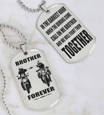 Vikings Engraved Black Dog Tag Double Sided Gift From Brother, Brother Forever