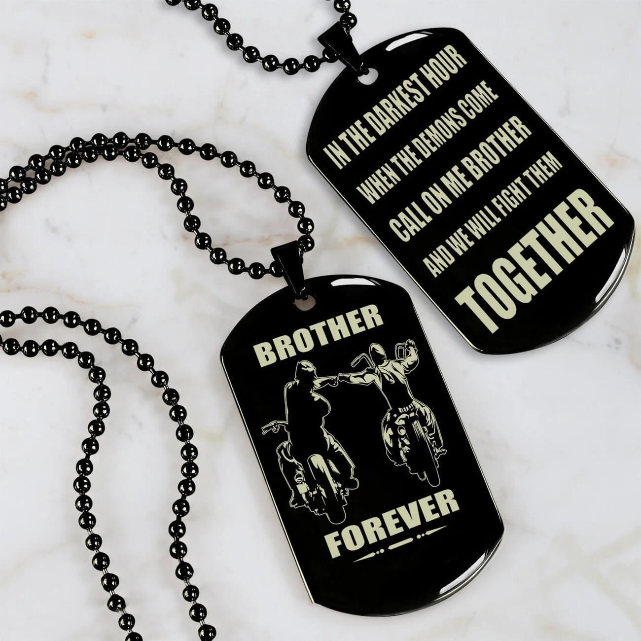 Vikings Engraved Black Dog Tag Double Sided Gift From Brother, Brother Forever