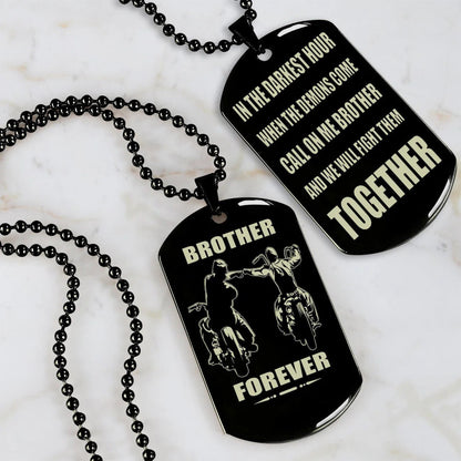 Vikings Engraved Black Dog Tag Double Sided Gift From Brother, Brother Forever