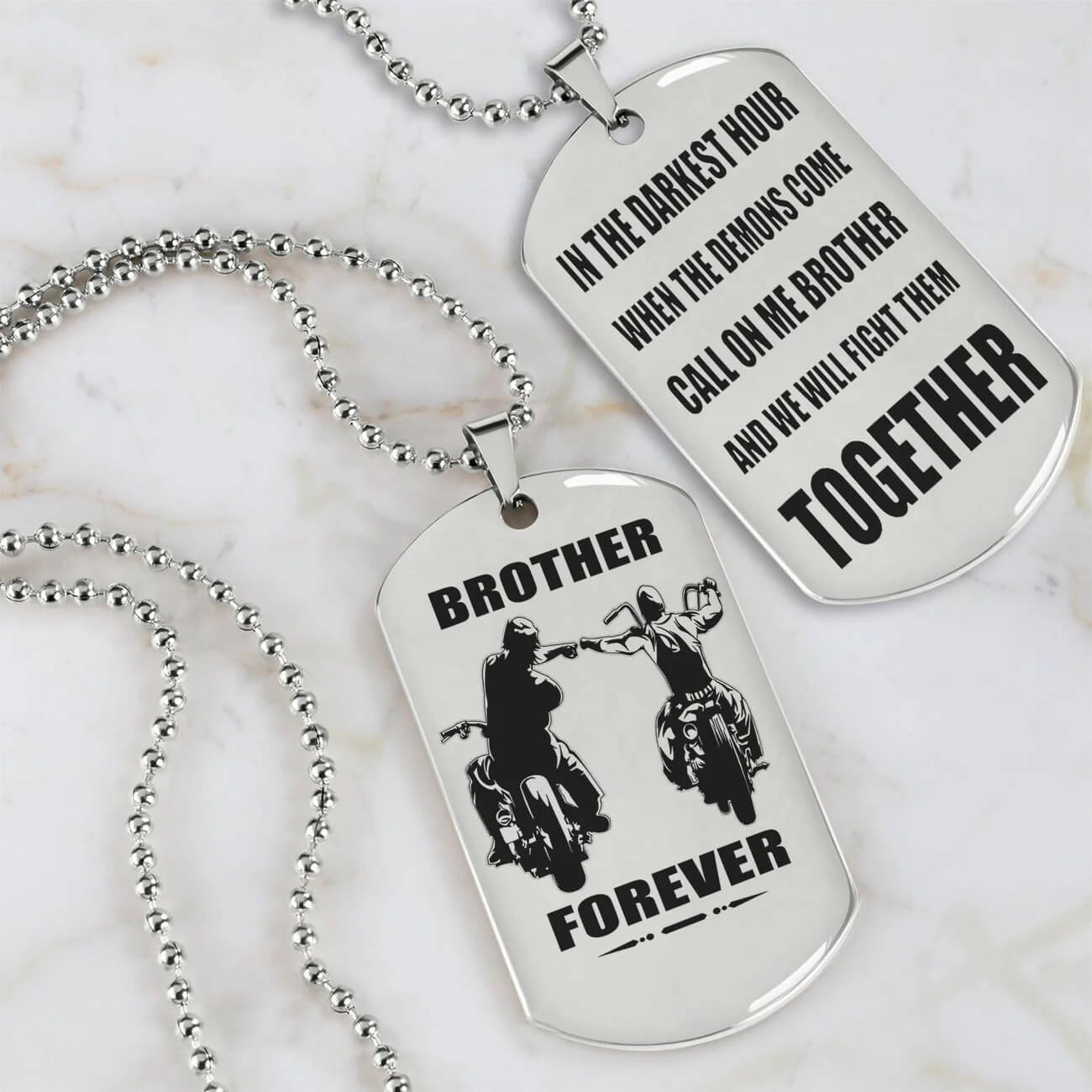 Vikings Engraved Black Dog Tag Double Sided Gift From Brother, Brother Forever