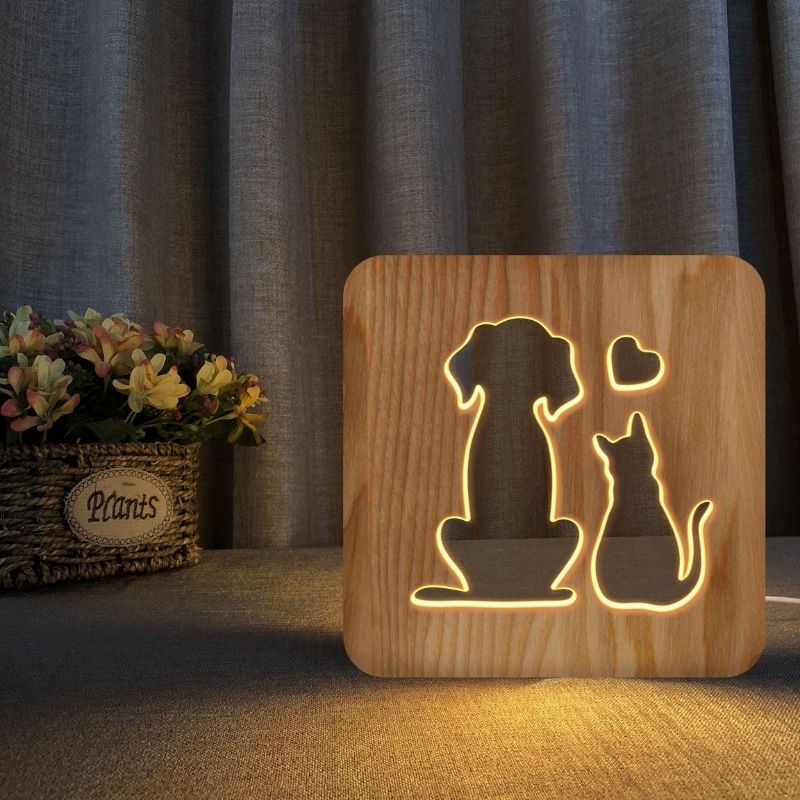 Dog Wooden Decorative Light