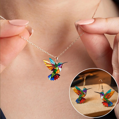 Beautiful Hummingbird Necklace & Earrings