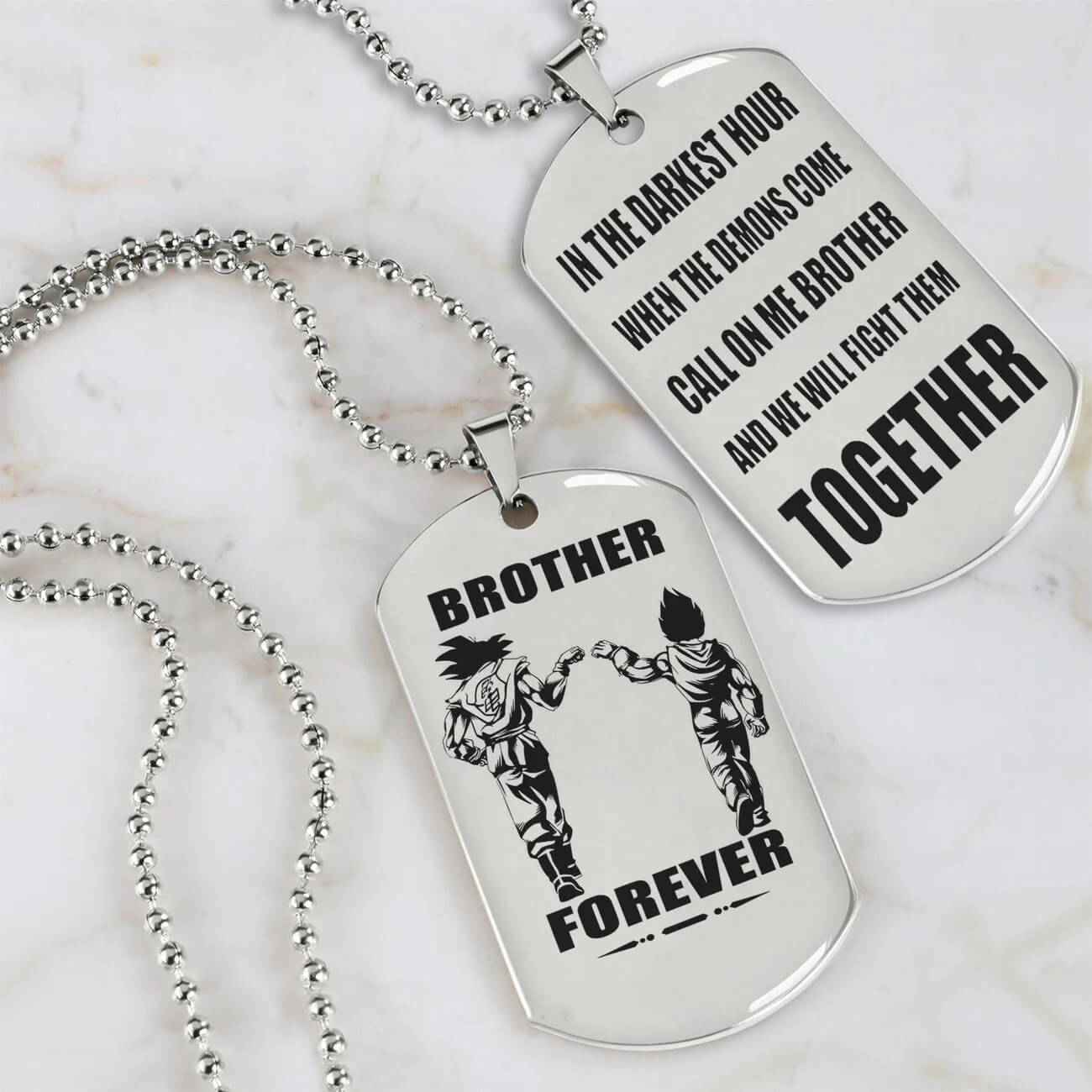 Vikings Engraved Black Dog Tag Double Sided Gift From Brother, Brother Forever