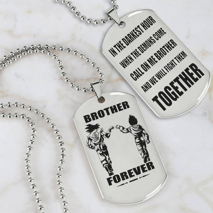 Vikings Engraved Black Dog Tag Double Sided Gift From Brother, Brother Forever