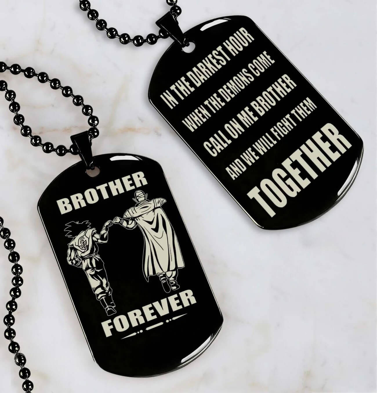 Vikings Engraved Black Dog Tag Double Sided Gift From Brother, Brother Forever