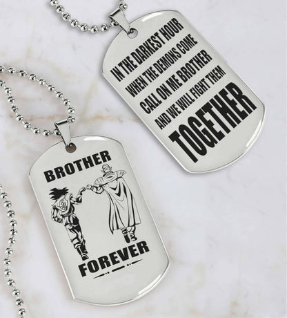 Vikings Engraved Black Dog Tag Double Sided Gift From Brother, Brother Forever