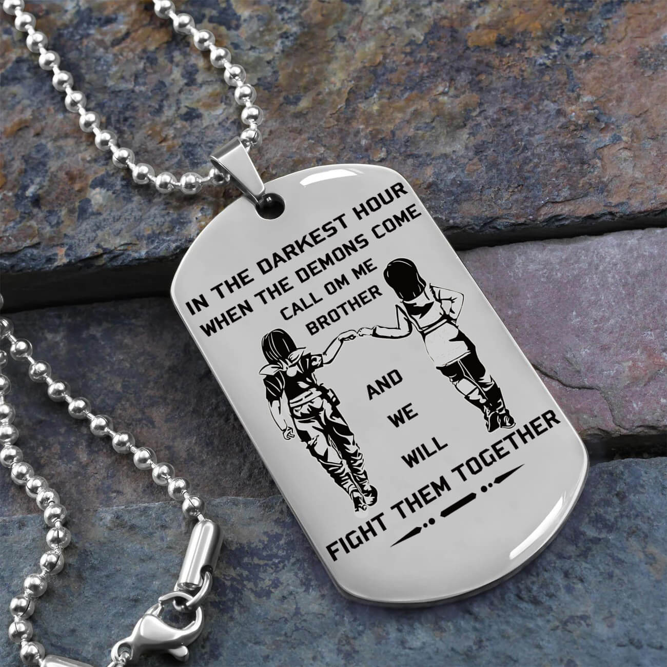 Vikings Engraved Black Dog Tag Double Sided Gift From Brother, Brother Forever