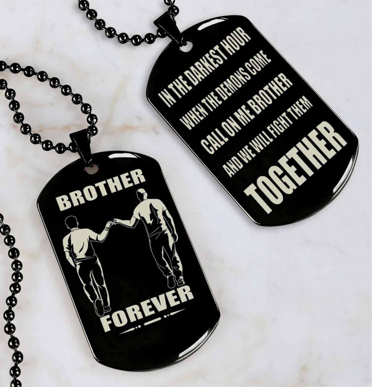 Vikings Engraved Black Dog Tag Double Sided Gift From Brother, Brother Forever