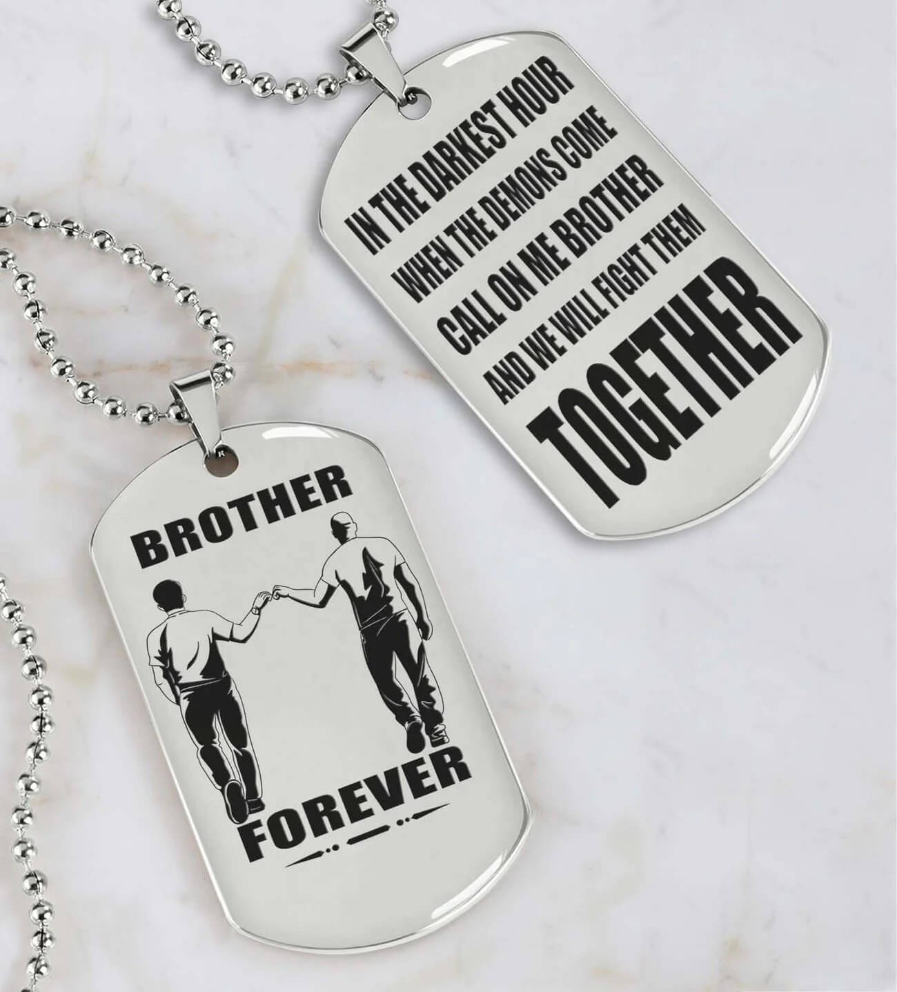 Vikings Engraved Black Dog Tag Double Sided Gift From Brother, Brother Forever