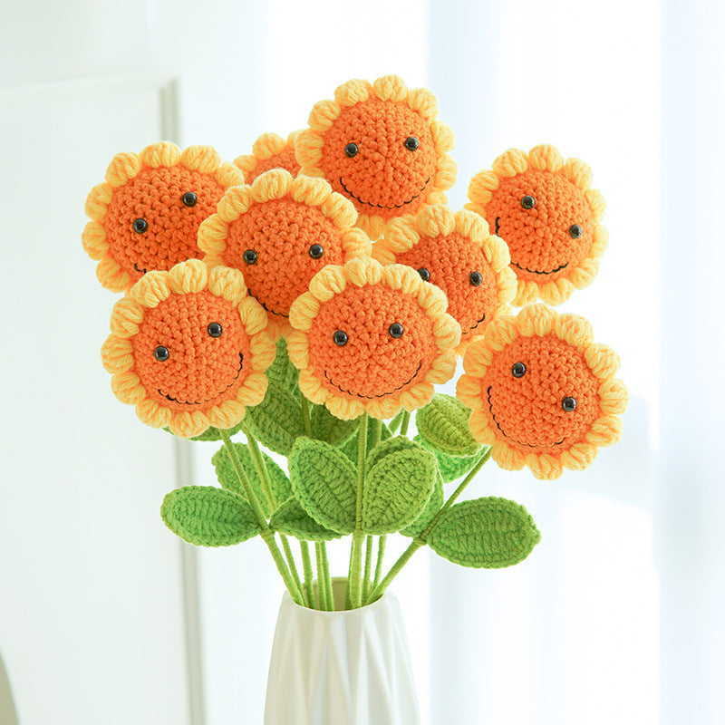 Handmade Knitted Décor Gift - Sunflower with Smiling