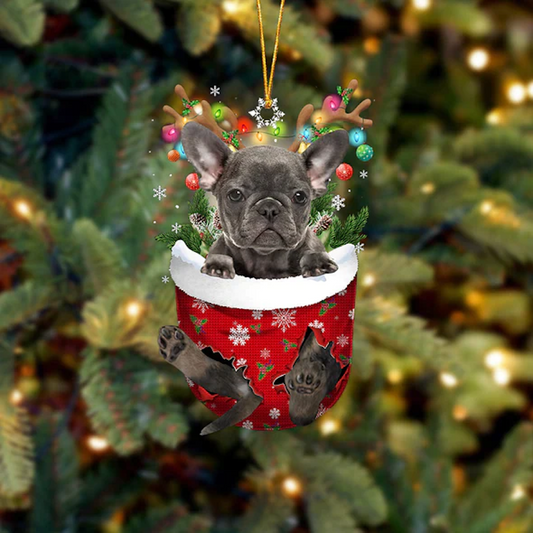 French Bulldog In Snow Pocket Christmas Ornament SP032