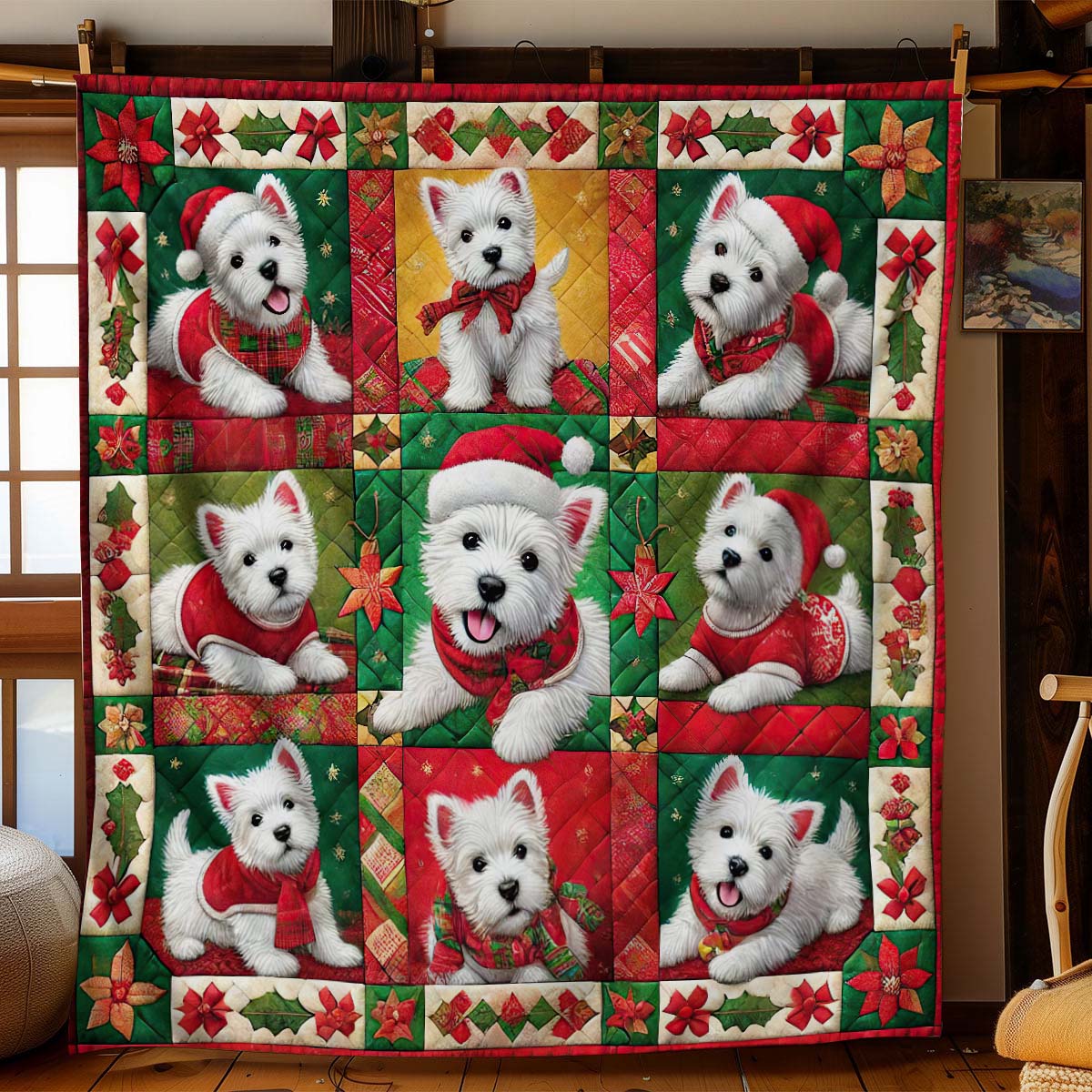 West Highland White Terrier Christmas Blanket - H181 - Premium Blanket