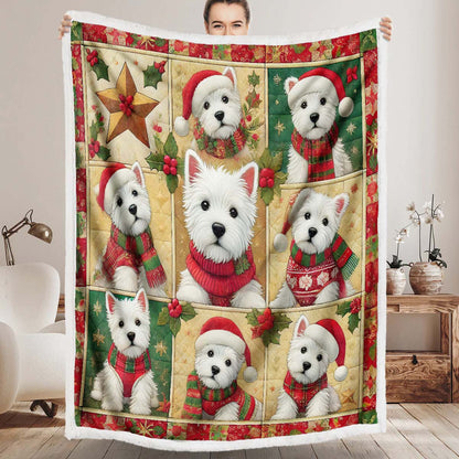 West Highland White Terrier Christmas Blanket - H183 - Premium Blanket