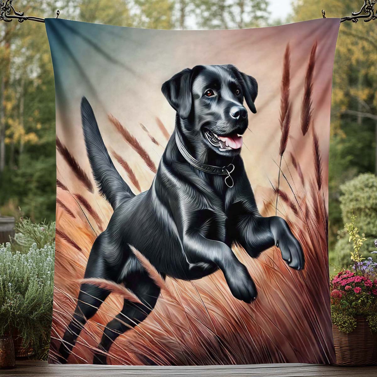 Black Labrador Blanket - H213 - Premium Blanket