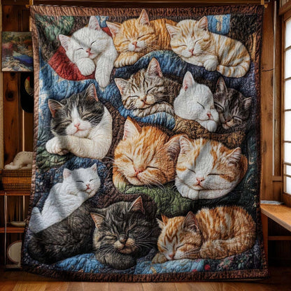 Slumbering Kitties Blanket - H220 - Premium Blanket