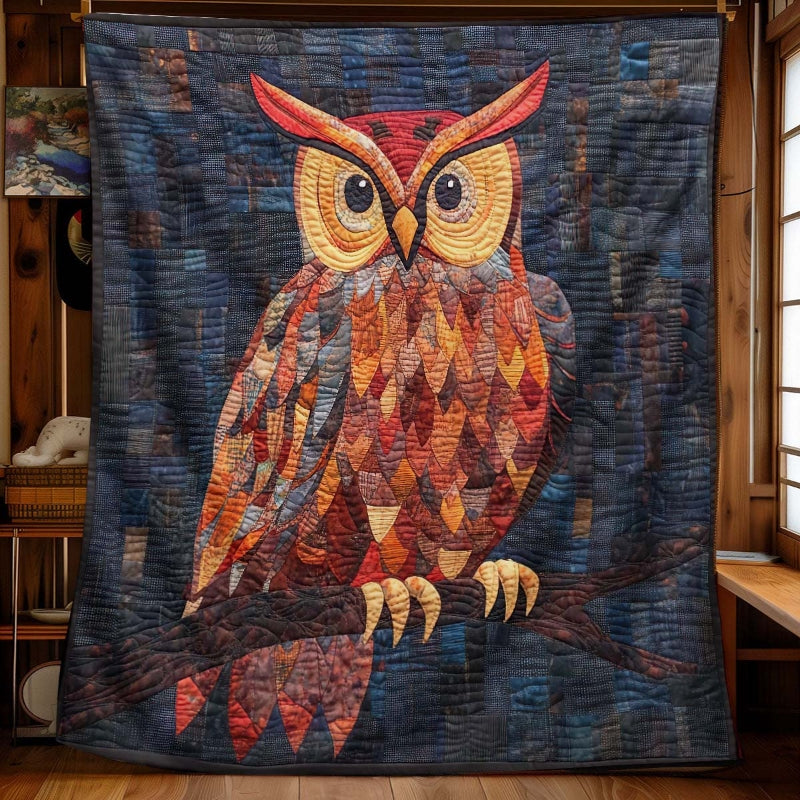 Vibrant Red Owl Blanket - H226 - Premium Blanket