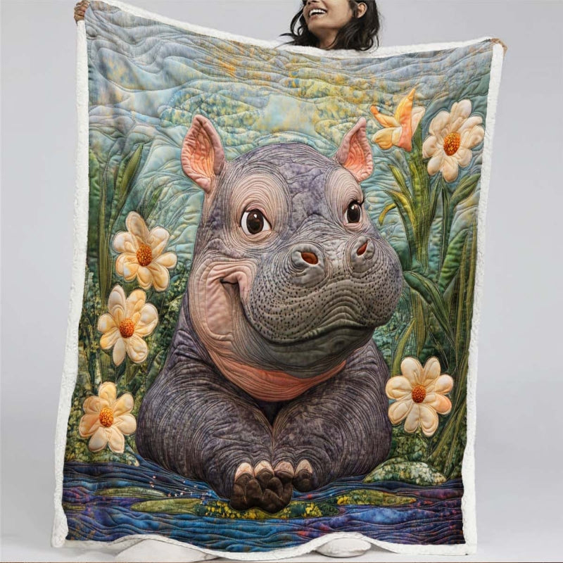 Playful Hippo Splash Blanket - H227 - Premium Blanket