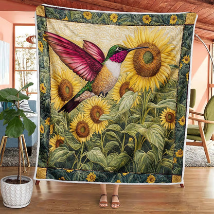 Sunflower Bliss Hummingbird Blanket - H240 - Premium Blanket