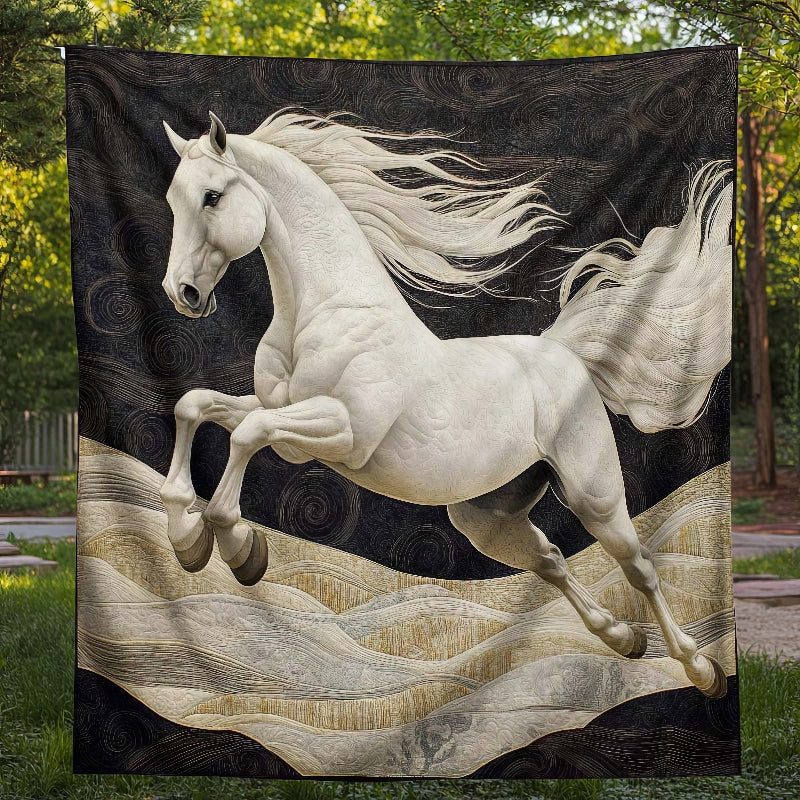 Graceful White Horse Blanket - H256 - Premium Blanket