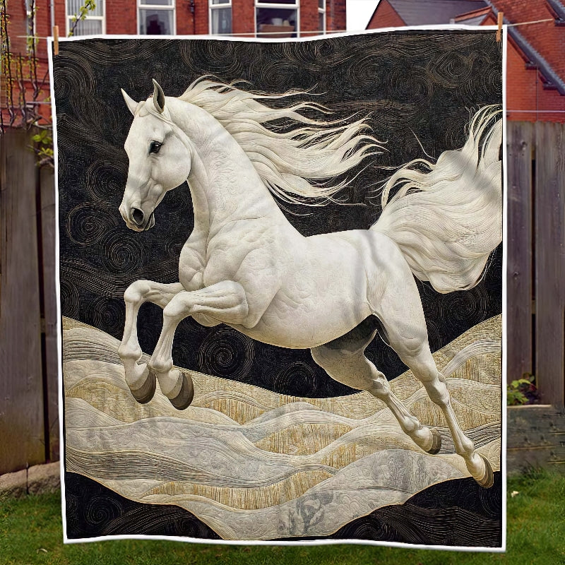 Graceful White Horse Blanket - H256 - Premium Blanket